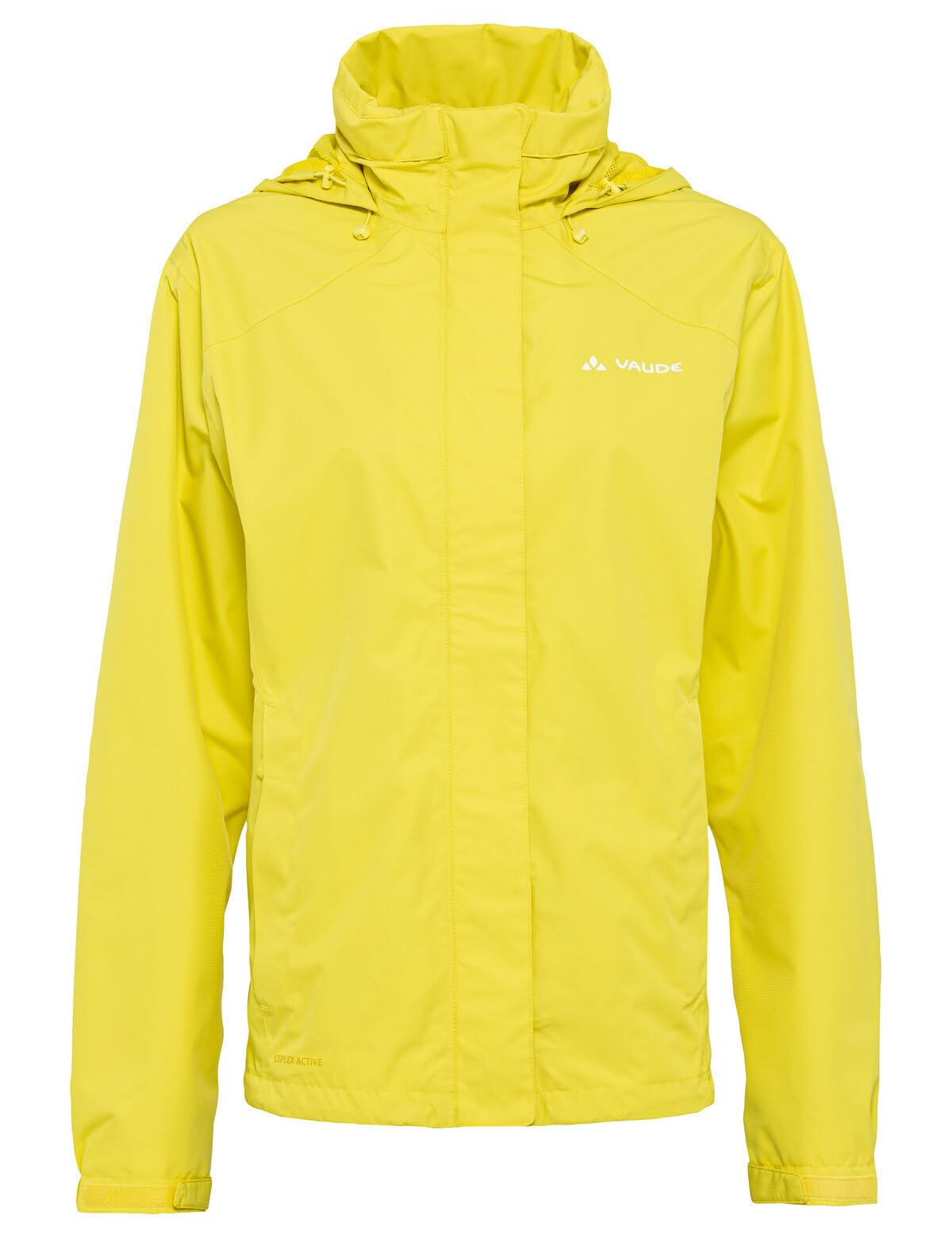 VAUDE Women's Rain Jacket Escape Bike Light sunbeam, waterproof outdoor jacket, breathable biking jacket with hood, eco-friendly hiking jacket, S