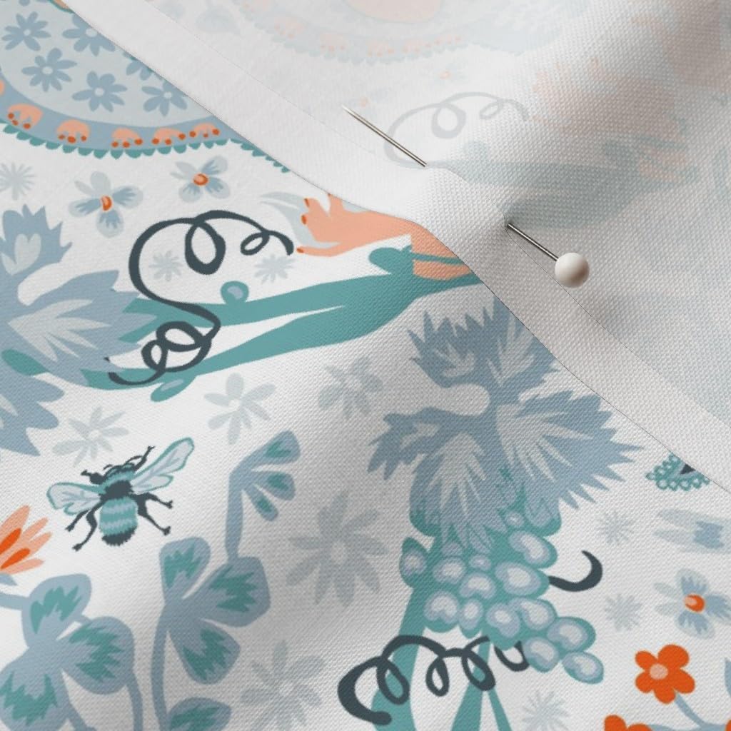 Spoonflower Fabric - Damask Orange Teal Shower Uterus Abstract Printed on Petal Signature Cotton Fabric by The Yard - Sewing Quilting Apparel Crafts Decor