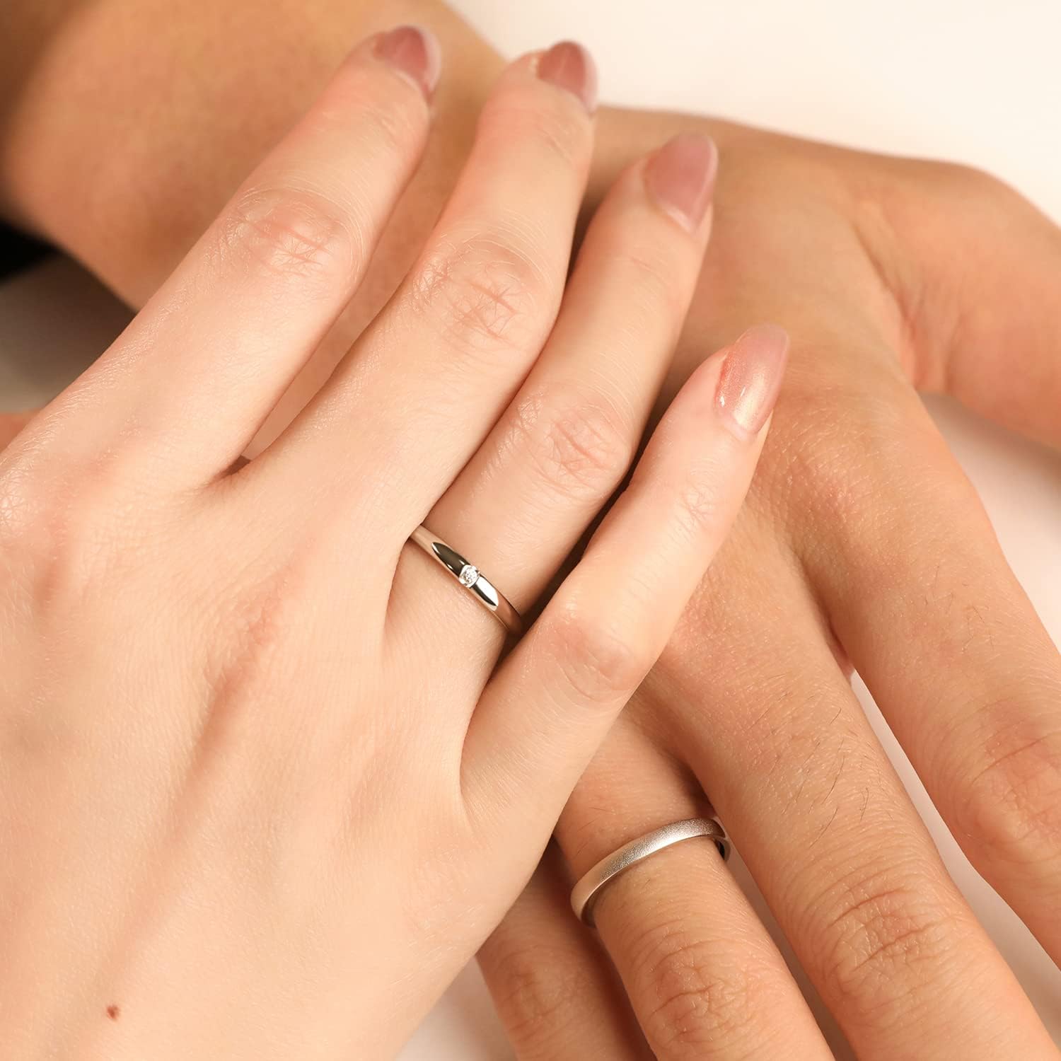 Meissa 2pcs Couple Rings Sterling Silver for Men & Women Wedding Simple Band Open Back Size Adjustable Promise Engagement Wedding Ring Set