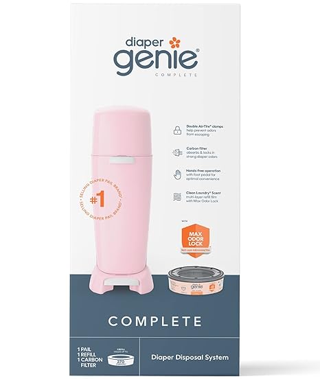 Playtex Diaper Genie Complete Assembled Diaper Pail with Odor Lock Technology & 1 Full Size Refill,...