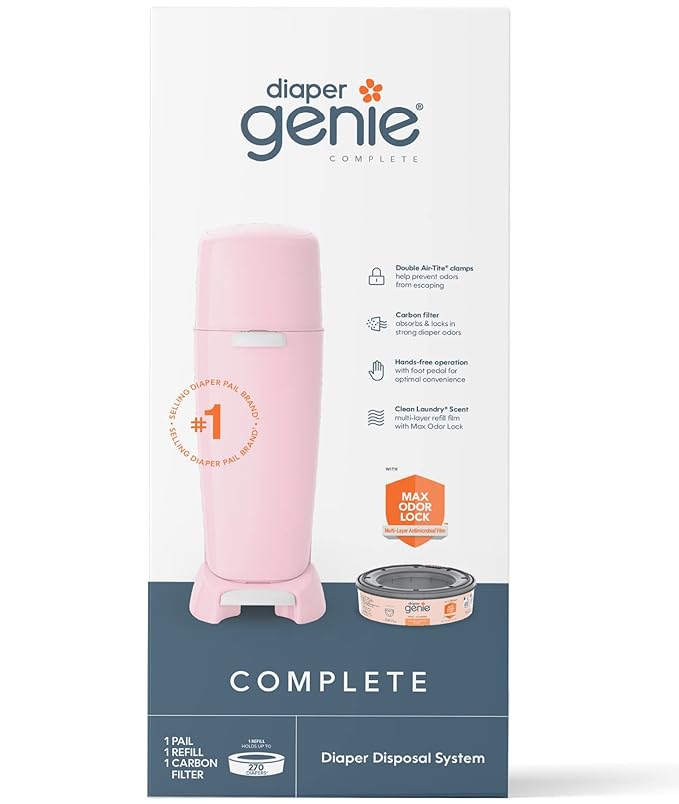 Diaper Genie Complete Diaper Pail (Pink) with Antimicrobial