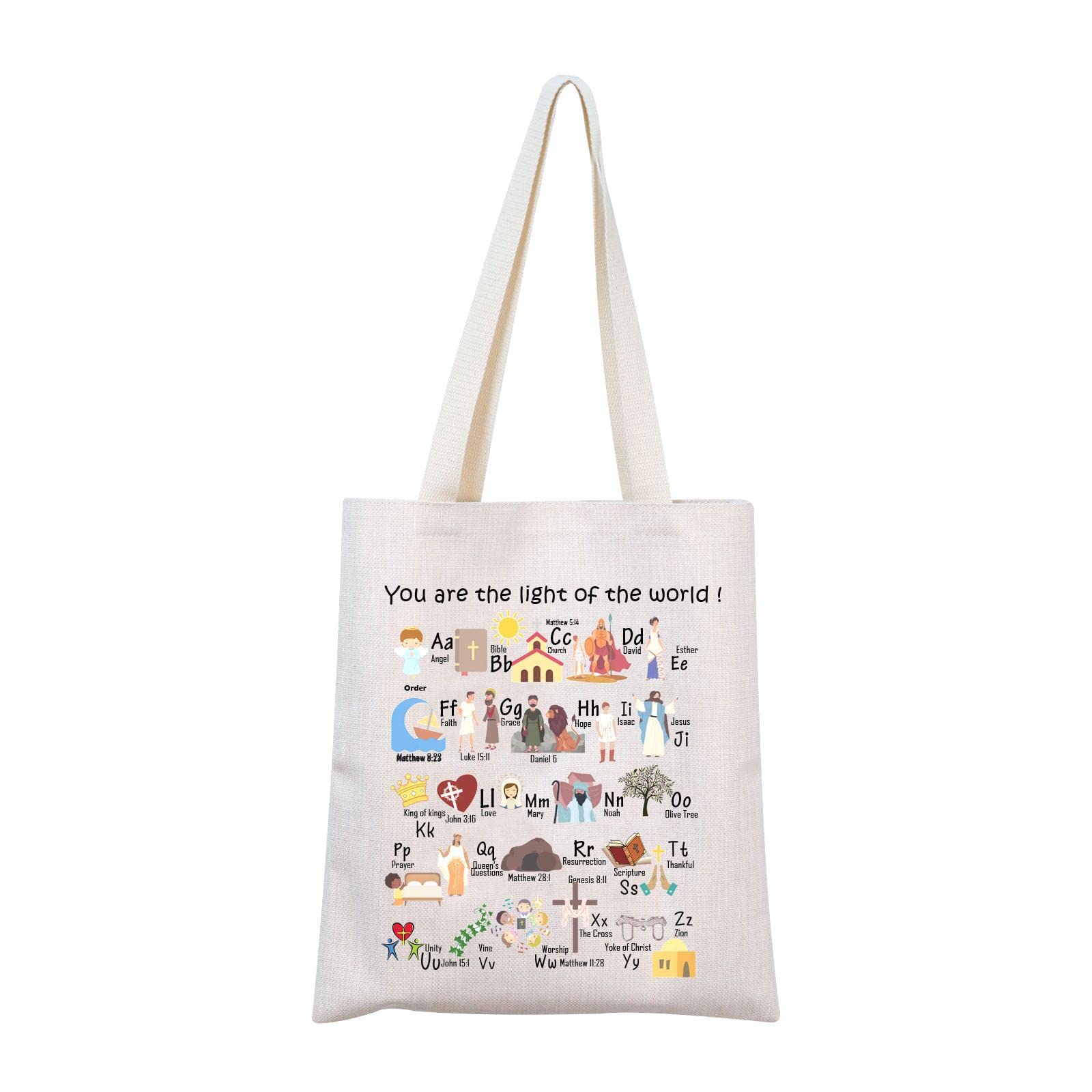MNIGIU Bible Alphabet Tote Bag - Christian Teacher & Pastor's Wife Gift