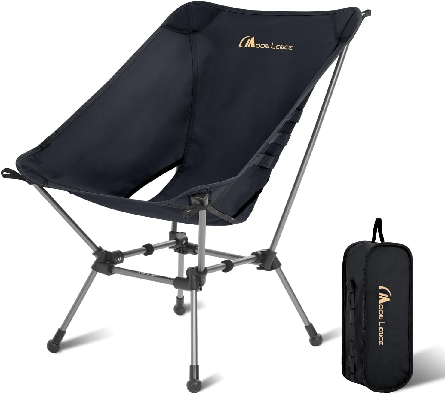 MOON LENCE Portable Camping Chair Plus, Larger & Roomier, Compact and Lightweight Still, Folding Chair for Backpacking & Hiking, 330Lbs Capacity (Black) MOON LENCE Portable Camping Chair Plus, Larger & Roomier, Compact and Lightweight Still, Folding Chair for Backpacking & Hiking, 330Lbs Capacity (Black)
