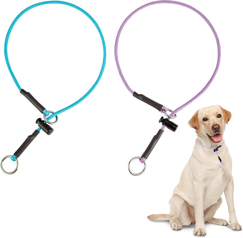 Coleira Martingale para Cães com Corda Paracord Refletiva, Stopper Ajustável e Argola de Aço Inoxidável FURSDOLY – 45,72 cm