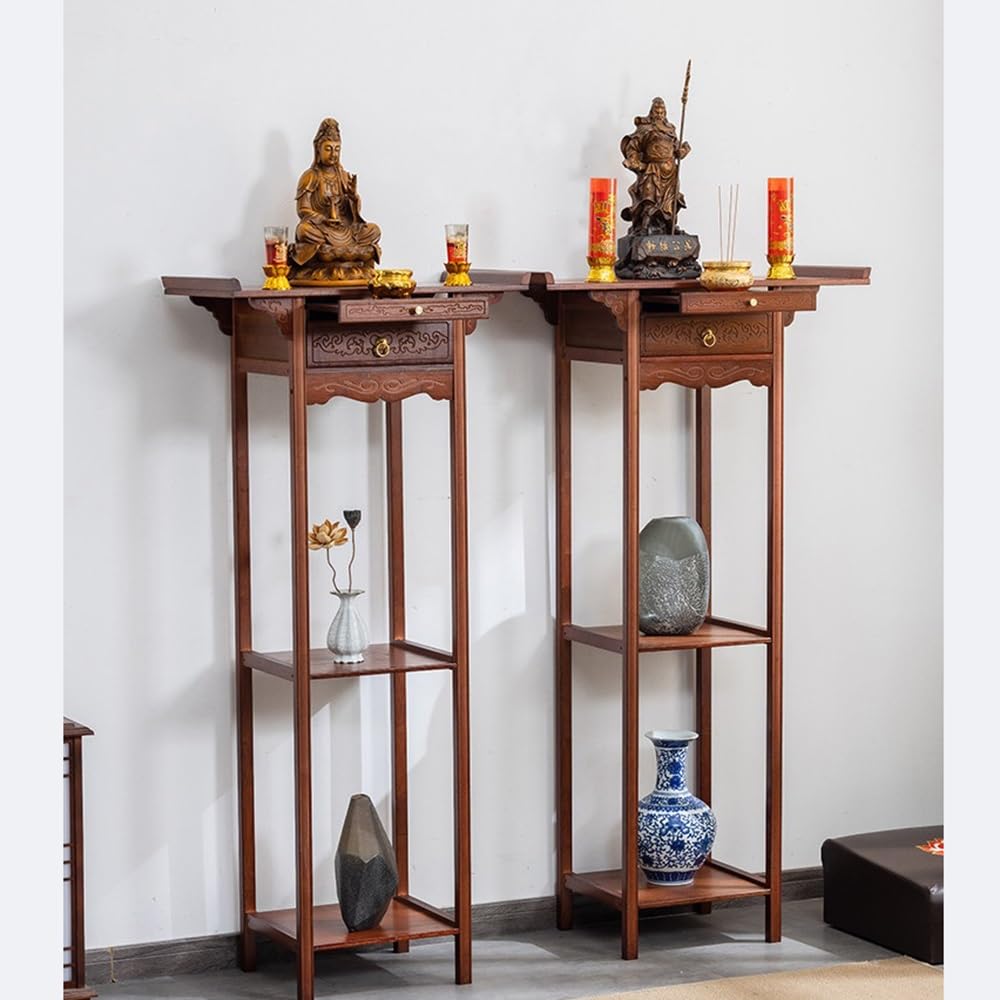 Tavola da altare alta in legno 150 cm Bellissimo | Console di visualizzazione rituale tradizionale(Grande)