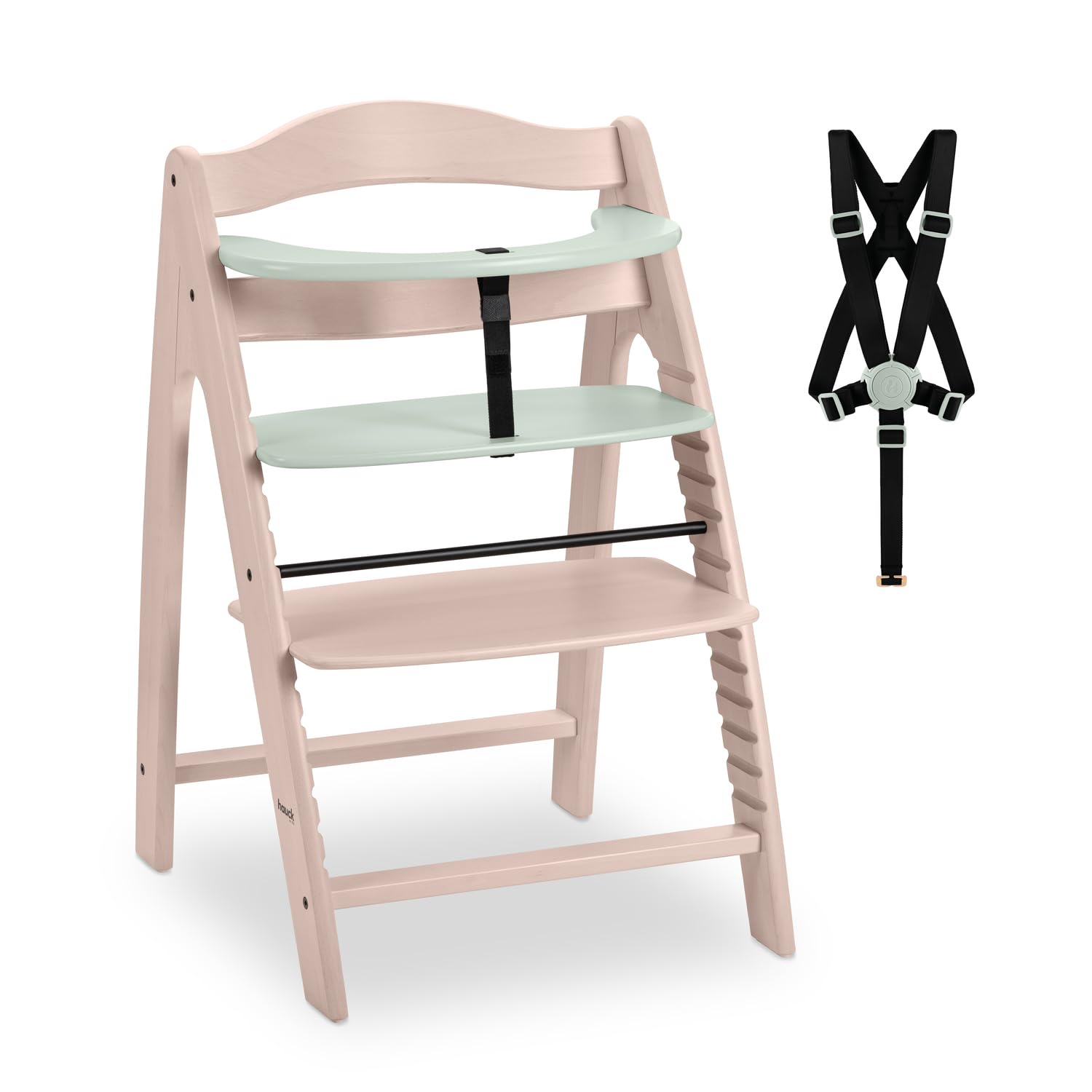 hauck Arketa Holz Hochstuhl Baby mitwachsend bis 130 kg, Whitewashed Mint