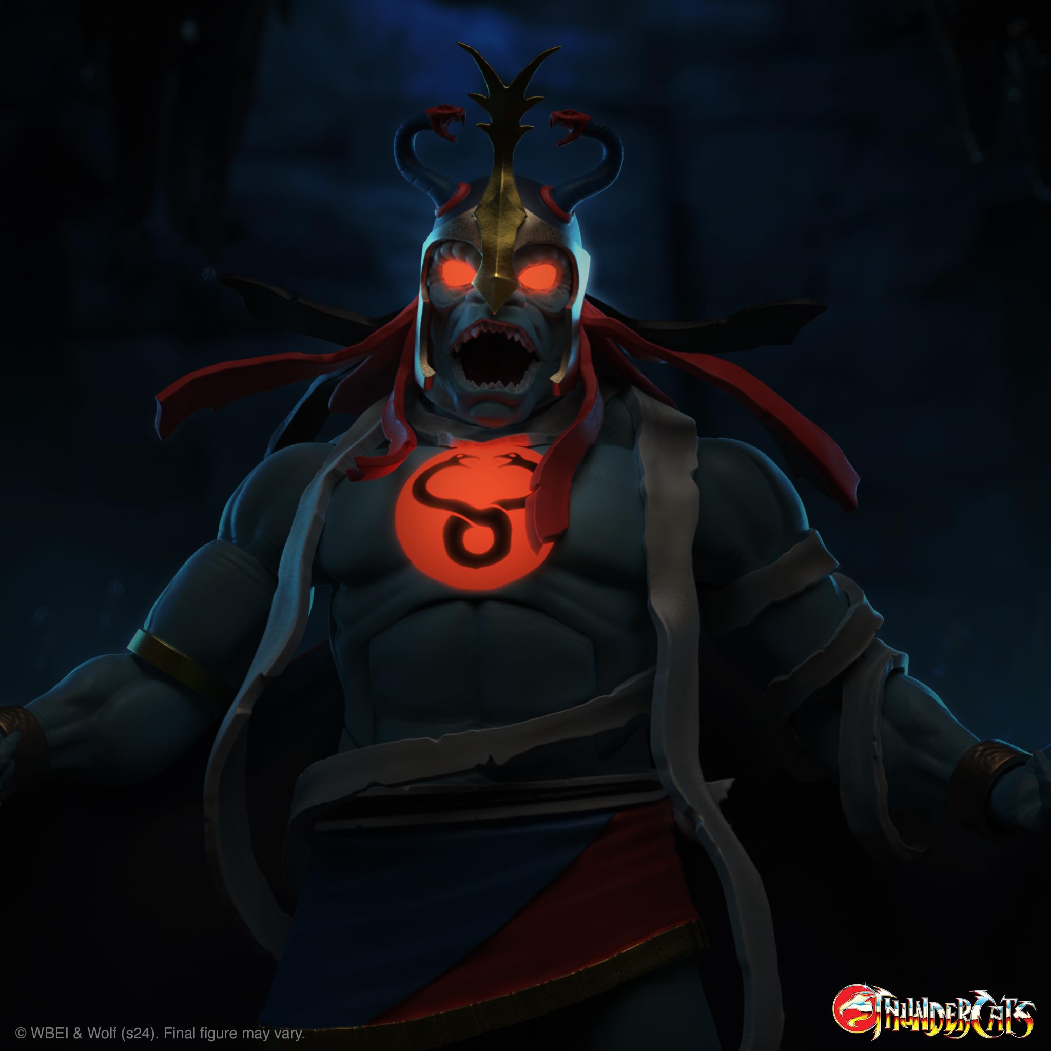 Super7 ULTIMATES! Thundercats Mumm-Ra (Ojos LED) - Figura de acción de Thundercats de 7 Pulgadas con Accesorios, coleccionables clásicos de Dibujos Animados y Juguetes Retro