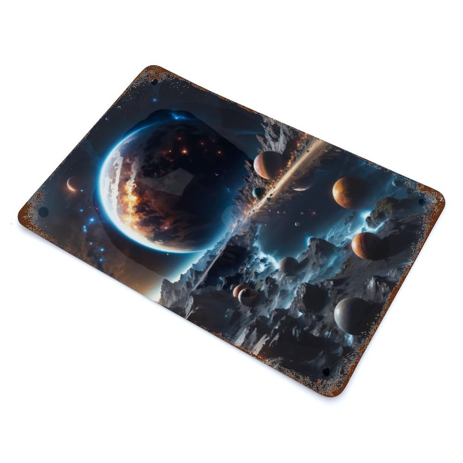 Rocky World Rust Effect Tin Sign 11.8"x7.9", for Bistro, Counter And Cafe Decor, Shabby Chic Decor
