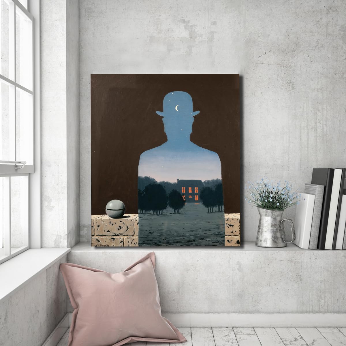 Magritte El Donante Feliz Lienzo Hombre Surrealista 90x110cm