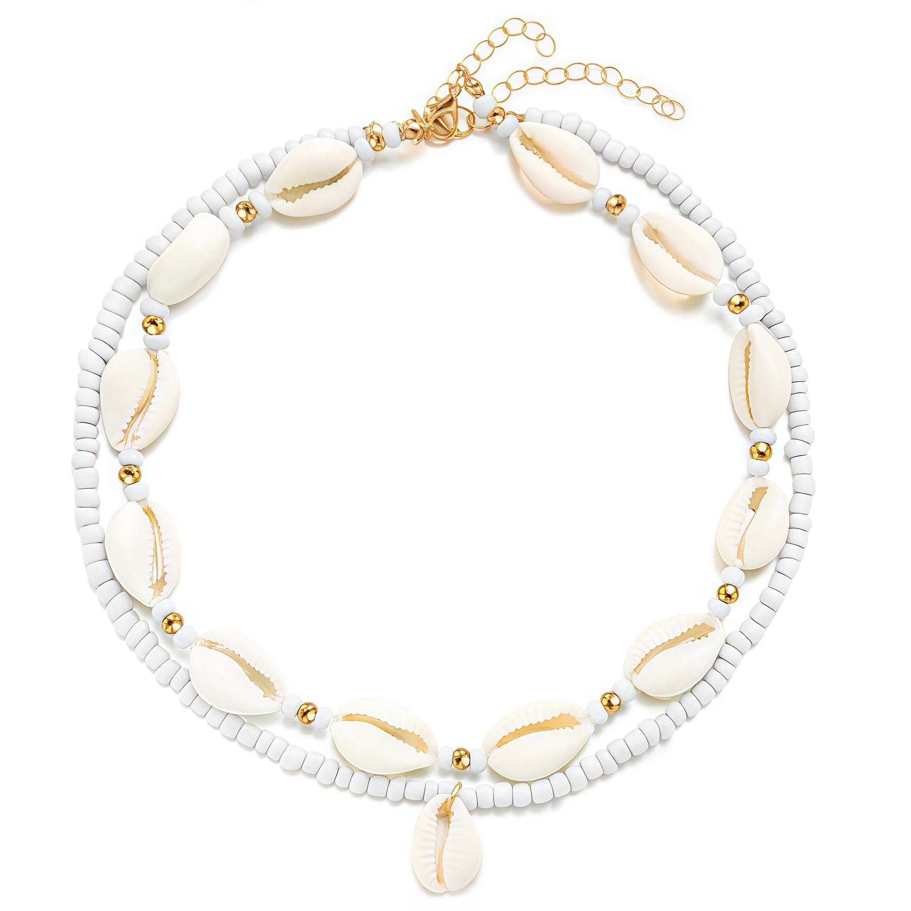 NackiyHandmade Sea Shell Necklace for Women Summer Adjustable Natural Shell Collar Necklace