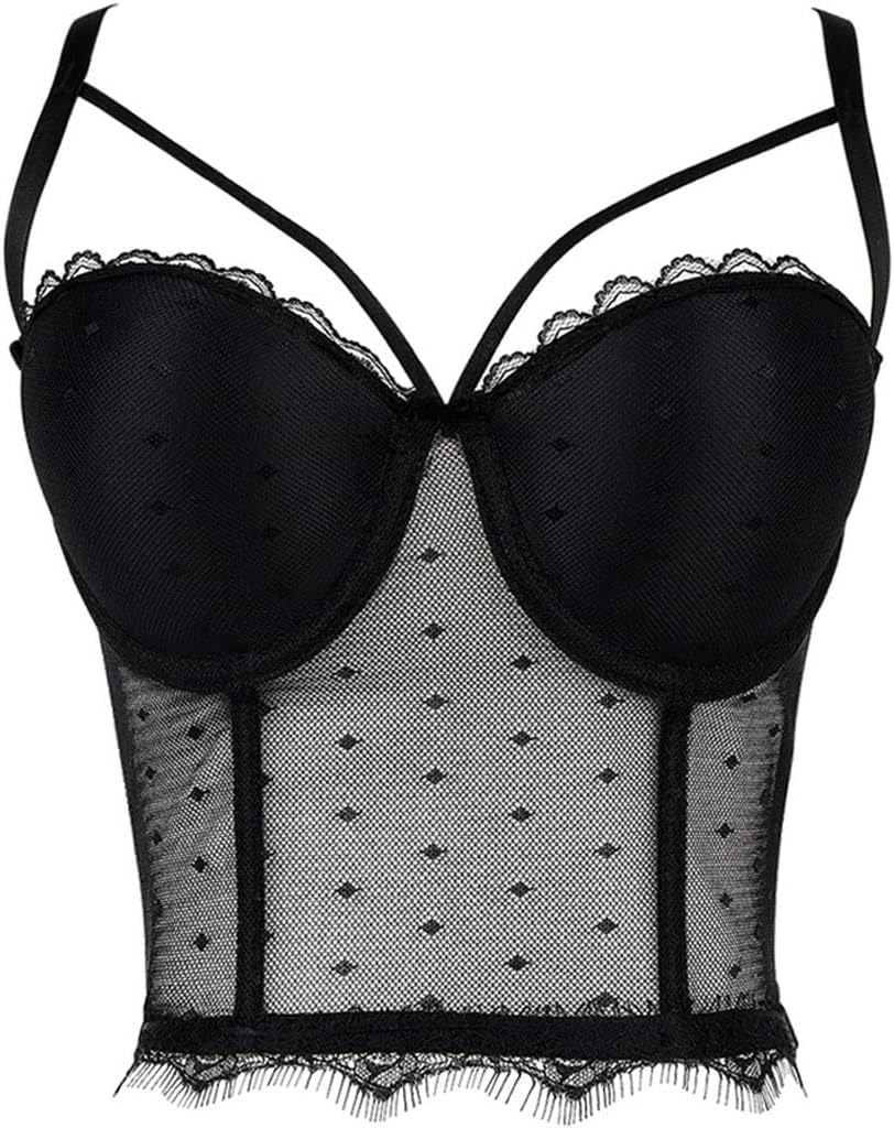 Night Out Sexy Lace Mesh Crop Top Mujer Slim Push Up Bralette Cropped Corset Bra Tops Female Vest Clothes