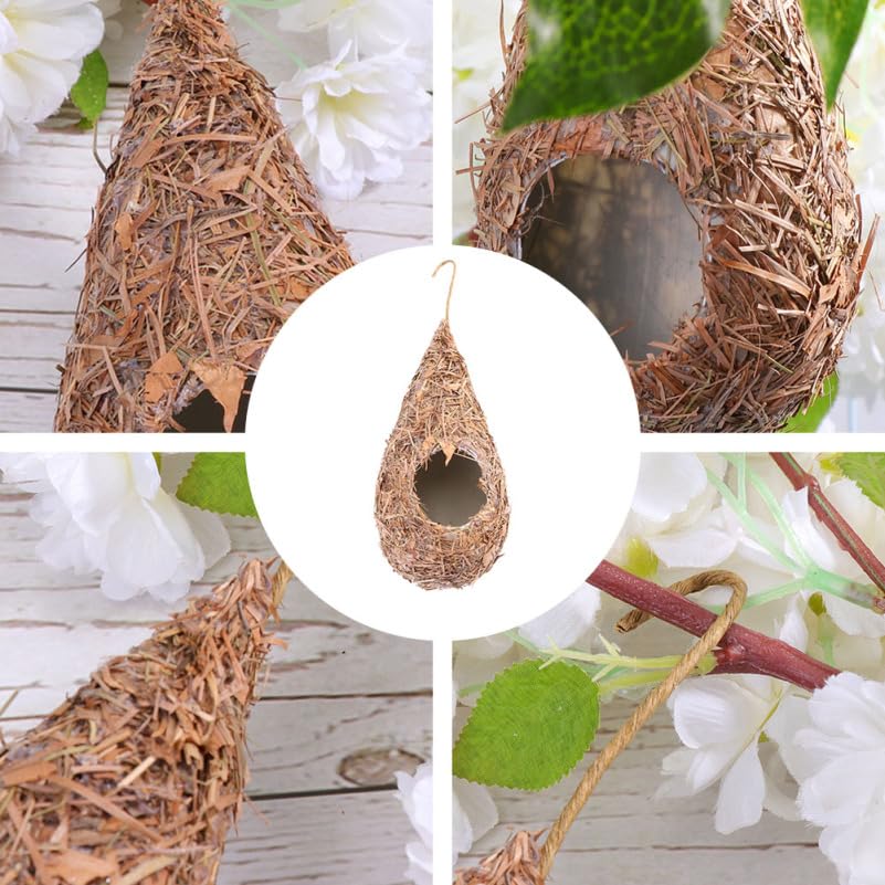 Image of balacoo 2 Pcs Simulation Straw Bird Nest for Cage, Cozy Winter Bird House, Hanging Bird House for Parakeet Dove Canary Cockatiel, Outdoor Bird Winter Shelter
