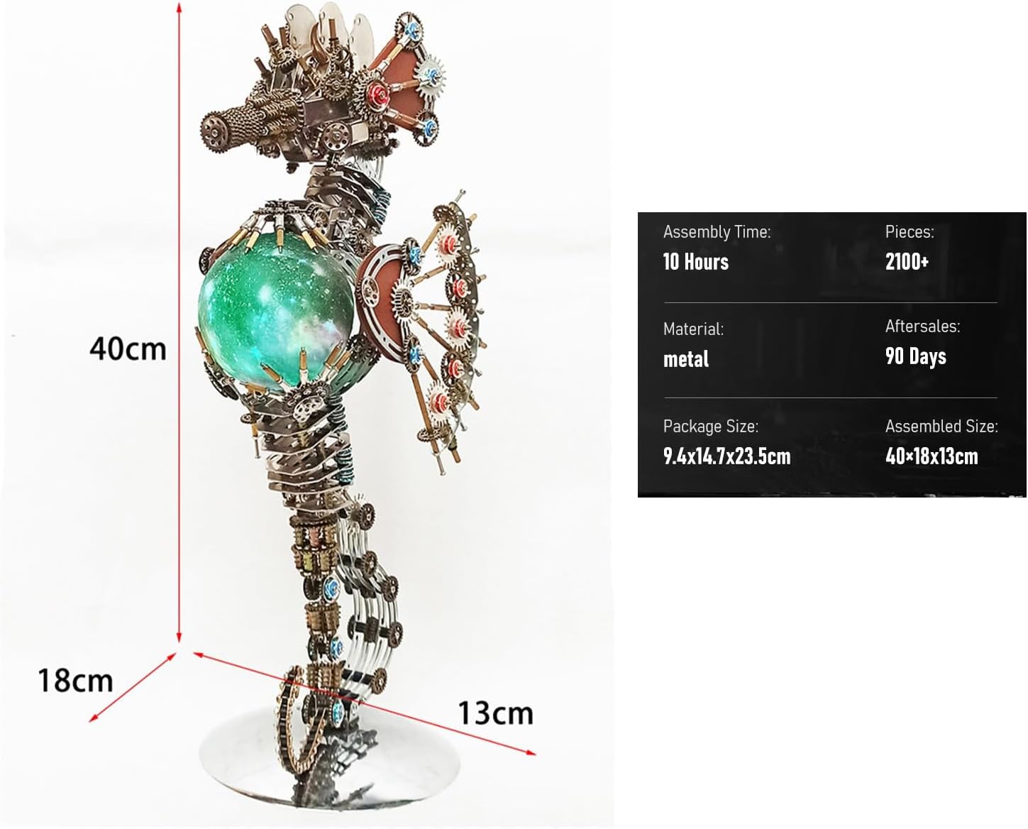 3D Metal Puzzles for Adults,Mechanical Seahorse Model Buildings with RGB Colors Lamps, 3D Jigsaw Puzzles Desk Ornament Lamp, Difficult DIY Model Kits for Men Women Birthday Christmas