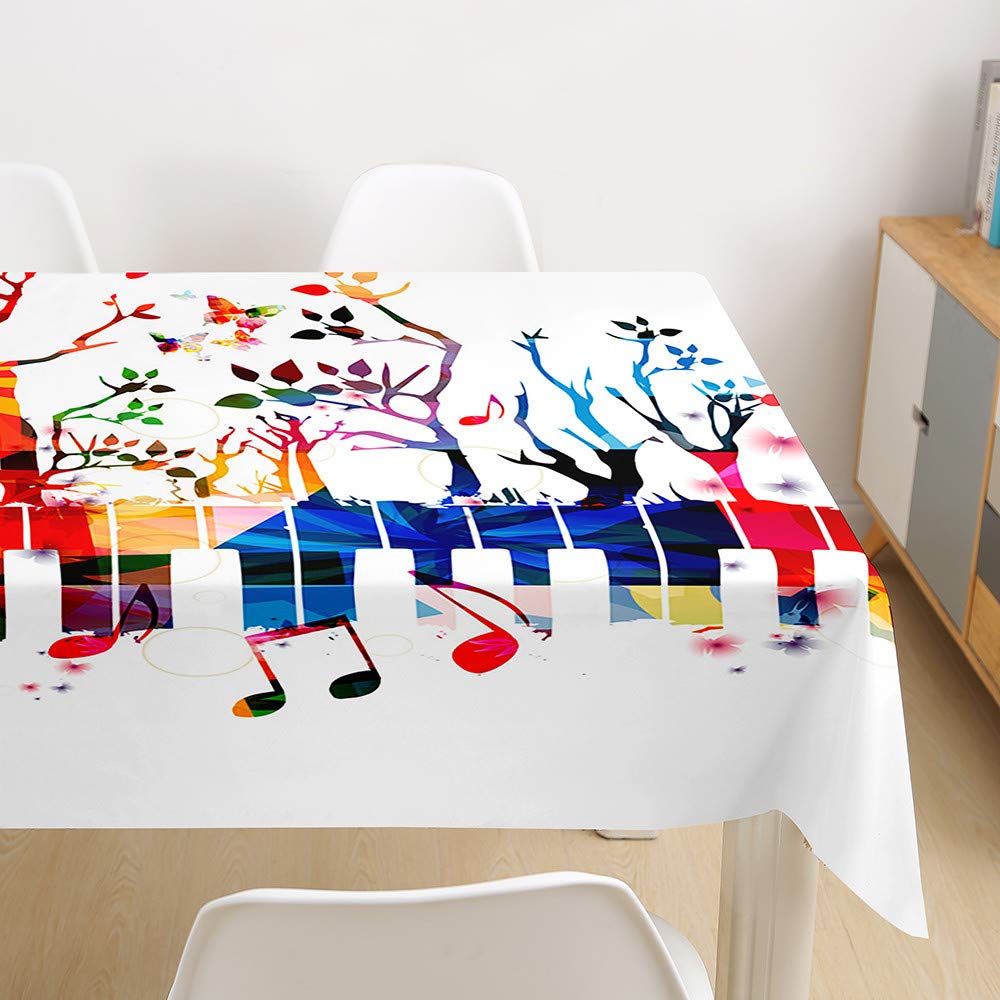Hiser Tovaglia Rettangolare Antimacchia 140x260 Cm - Stampa 3D Musicale Oro E Nero, Impermeabile E Antipolvere, Lavabile In Poliestere Per Tavolo Da Pranzo E Giardino