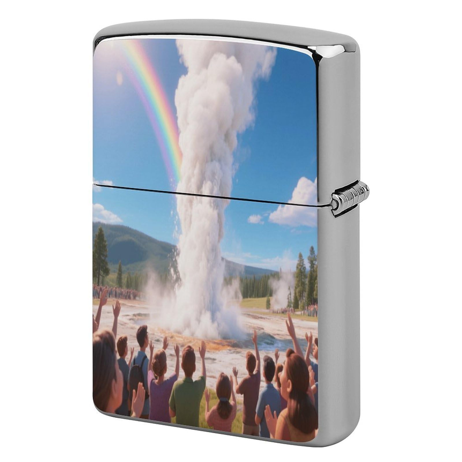 Fekiloot Style Geyser Eruptions Lighter Case Cover Metal Lighter Case