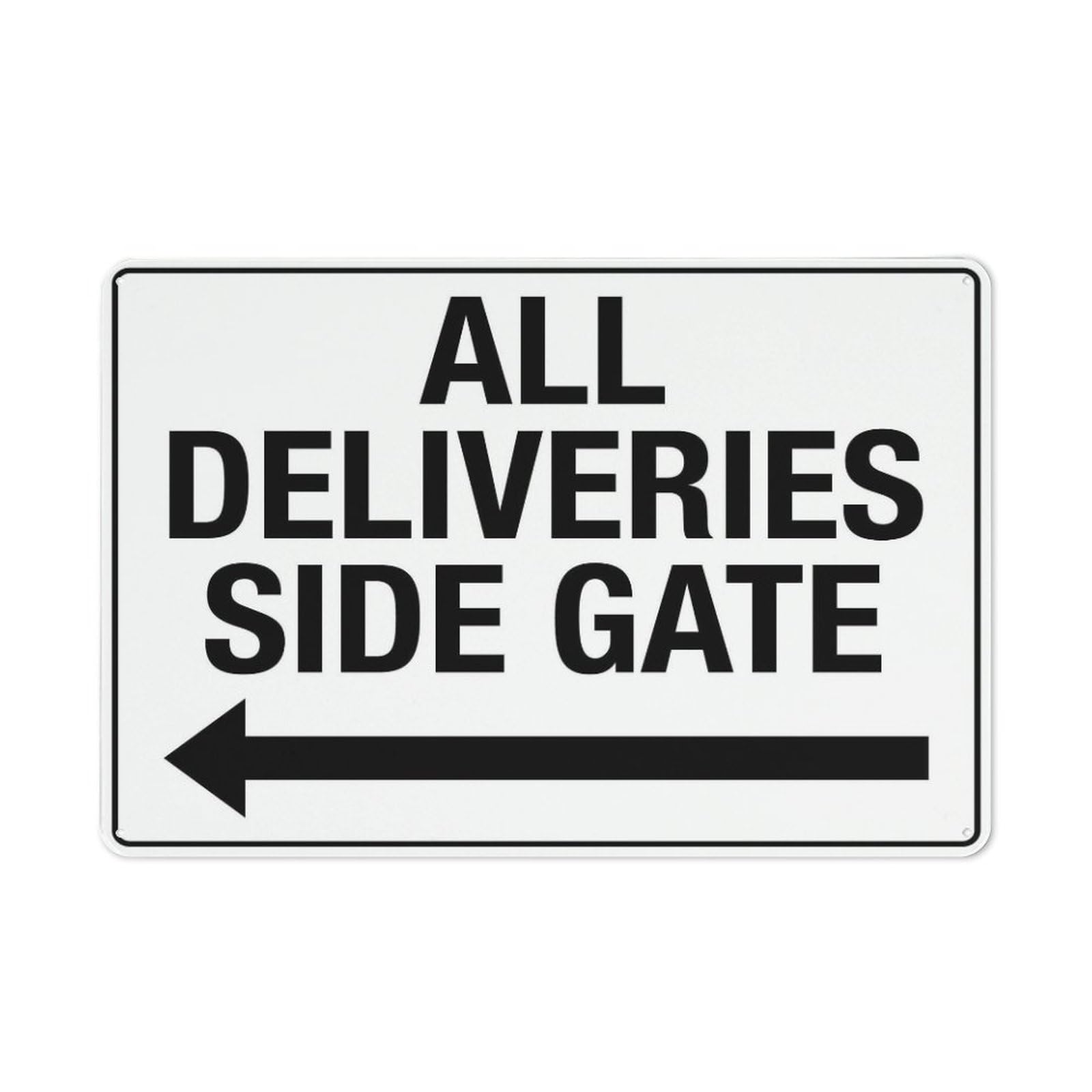 Xewazd A1915 All Deliveries Side Gate Left Arrow 8"X12" Aluminum Tin Sign - Safety Warning Alert For Indoor & Outdoor Use