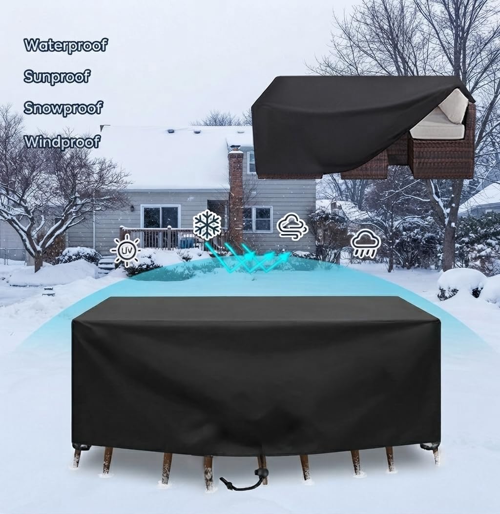Wodoszczelna osłona na meble ogrodowe, 315 x 75 x 95 cm, odporna na warunki atmosferyczne, odporna na działanie warunków atmosferycznych, odporna na działanie promieni UV, wiatroszczelna