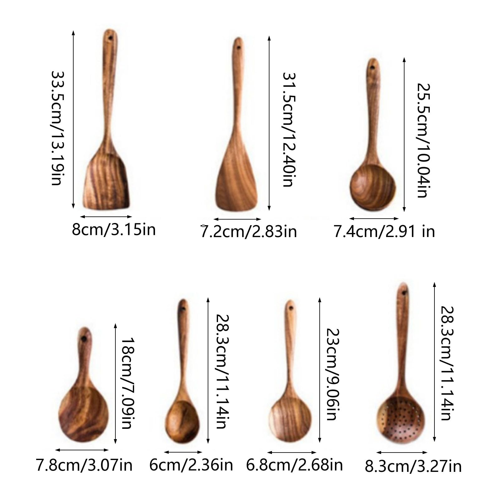 Generisch 9-teiliges professionelles Küchenutensilien Set aus Holz, Mehrzweck Kochzubehör, Kochutensilien, Holzstruktur für