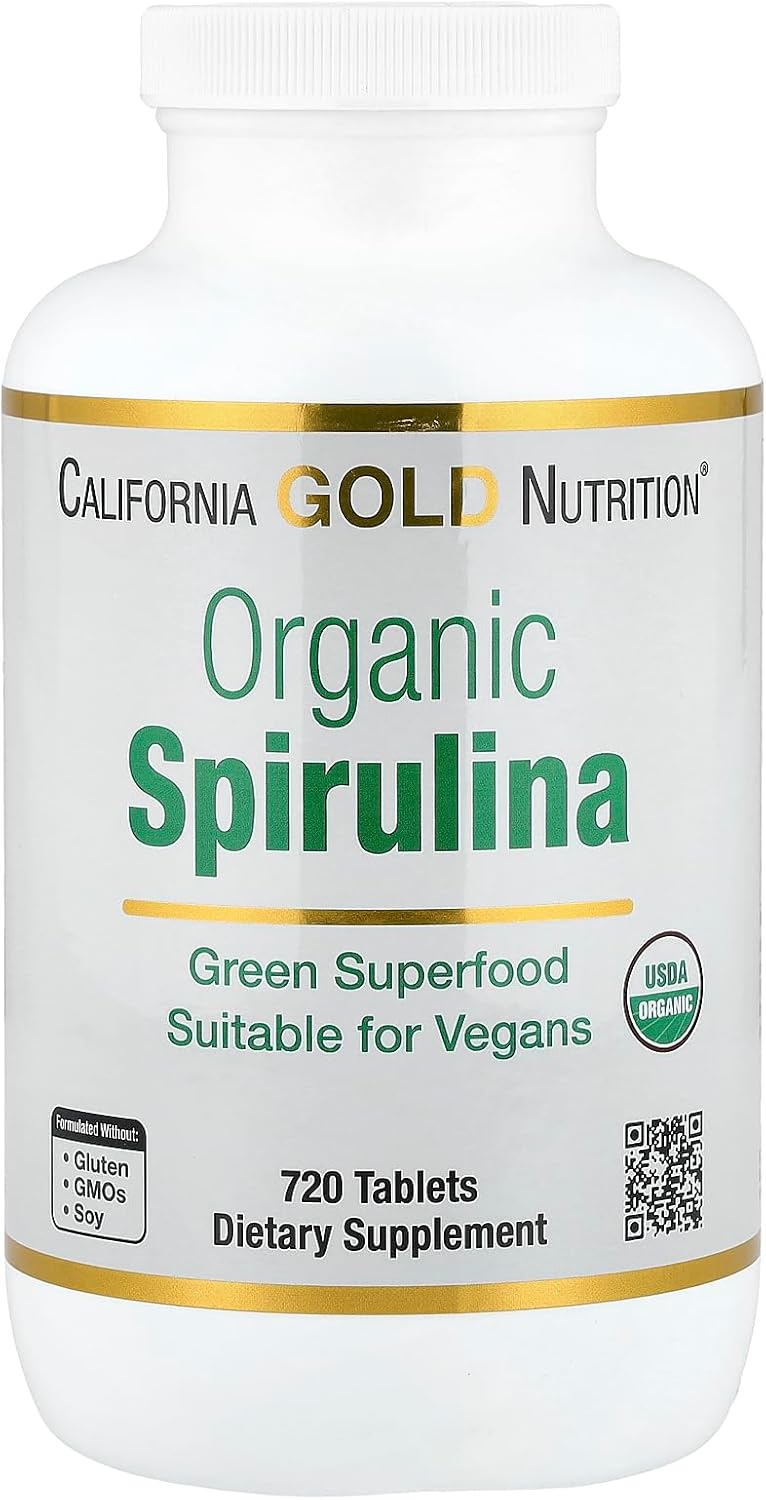 California Gold Nutrition Certified Organic Spirulina, USP Verified, USDA Organic, Non-GMO, 500 mg, 720 Vegetarian Tablets California Gold Nutrition Certified Organic Spirulina, USP Verified, USDA Organic, Non-GMO, 500 mg, 720 Vegetarian Tablets