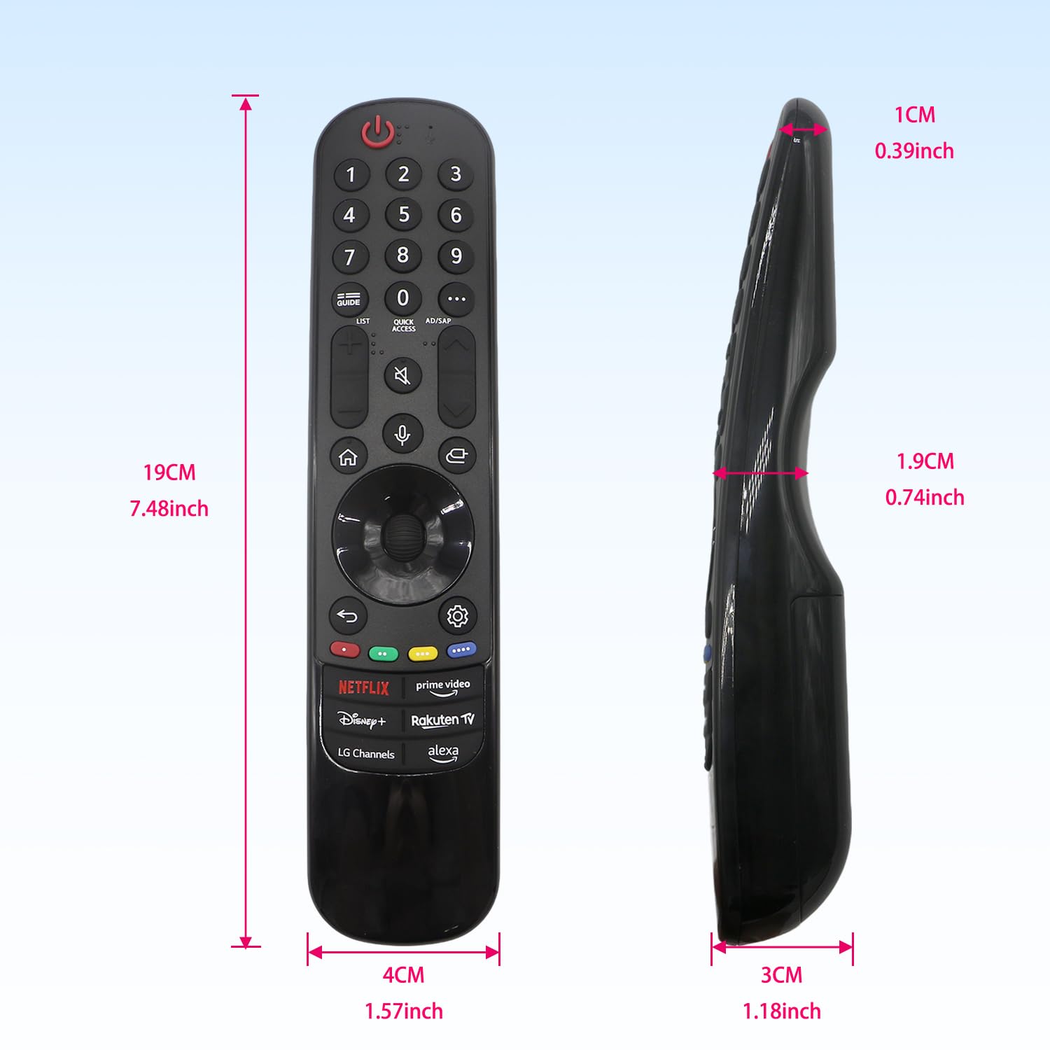 Magic Remote Control AN-MR24GA/23GA/22GA/21GA con funzione vocale e puntatore compatibile con telecomando LG Smart TV, compatibile con LG Smart TV WebOS, OLED, QNED, NANOCell, 4K, 8K