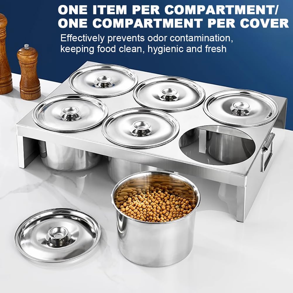 Juego de cajas de especias de acero inoxidable de gran capacidad, dispensador de especias para encimera con tapa y cuchara, organizador de almacenamiento de frutas y azúcar, accesorios para horno de
