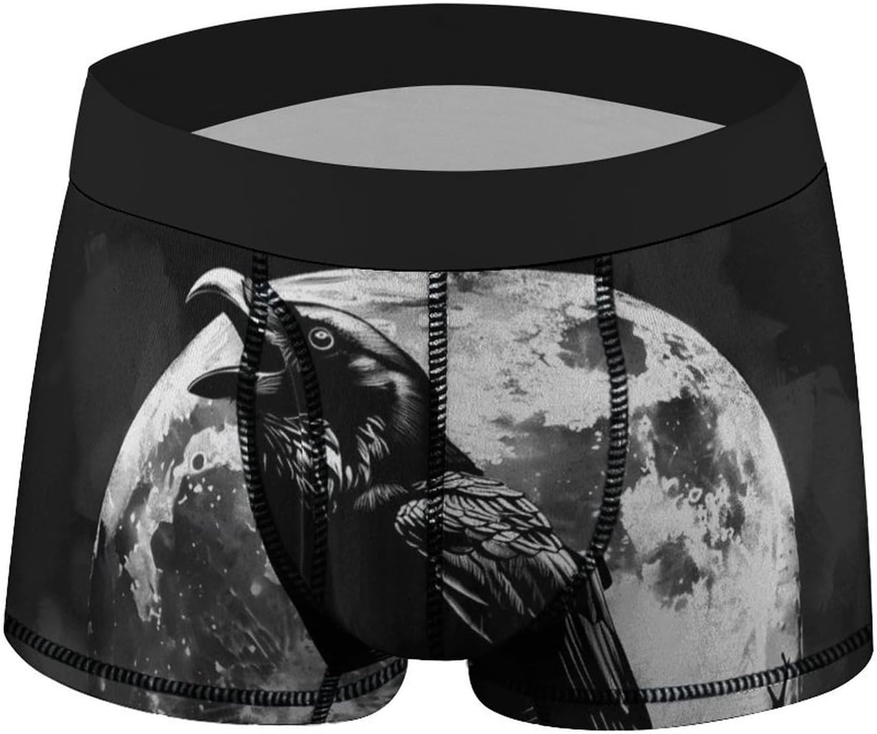 Crow And Full Moon Novelty Men's Trunks Soft Breathable Underwear Patterned Stretch Briefs