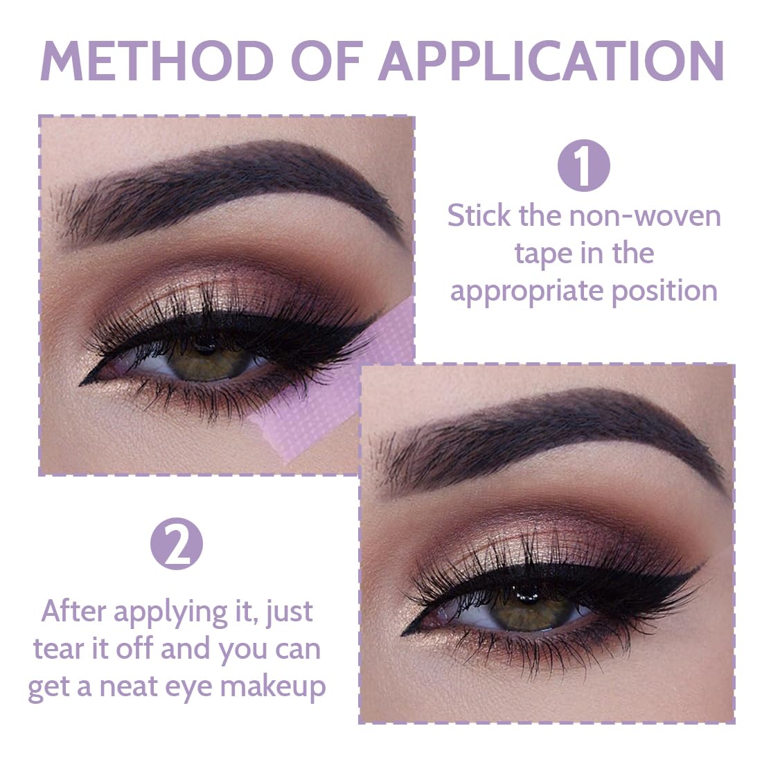 3 Piezas Cinta cosmética, Cinta de Tela Transpirable, Cinta Cosmética de Sombras Precisa, Accesorio de Maquillaje para Maquillaje de Ojos, Cejas y Extensiones de Pestañas 1,25cm x 9m(Morado)
