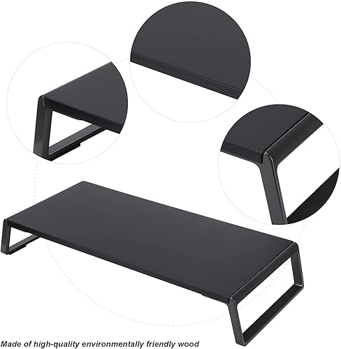 Miniatura 4 de Pssopp Soporte elevador de madera para monitor, TV PC portátil con almacenamiento, soportes para monitor que mejoran la postura para escritorio,