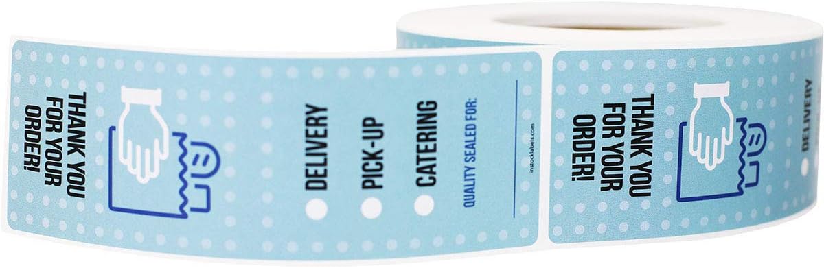 Quality Seal Labels for Delivery Pick Up Catering Food Safety Stickers 2.25" x 6.75" 500 Total Labels