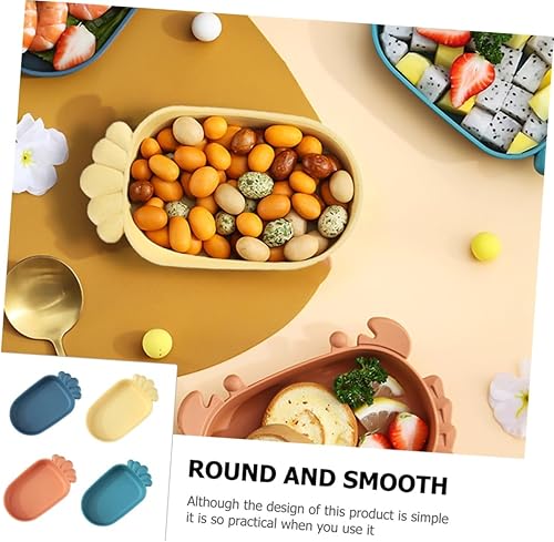 Miniatura 9 de Angoily Plato para niños de 4 uds. Bandeja de frutas para comida, bandejas para comida, platos de postre blancos, juego de cena de paja de trigo,