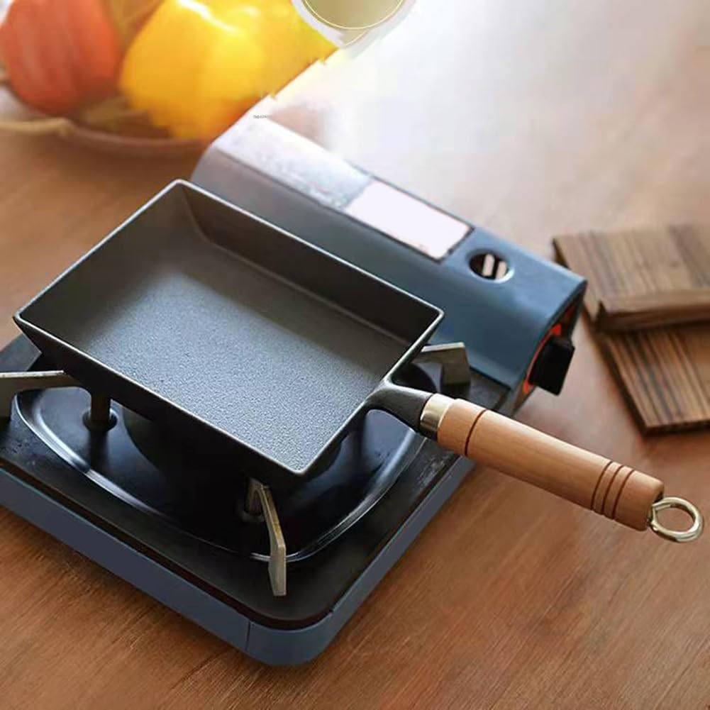 Poêle à tamagoyaki antiadhésive, poêle à omelette japonaise, poêle à œufs rectangulaire, compatible avec l'induction, acier inoxydable, 18 cm