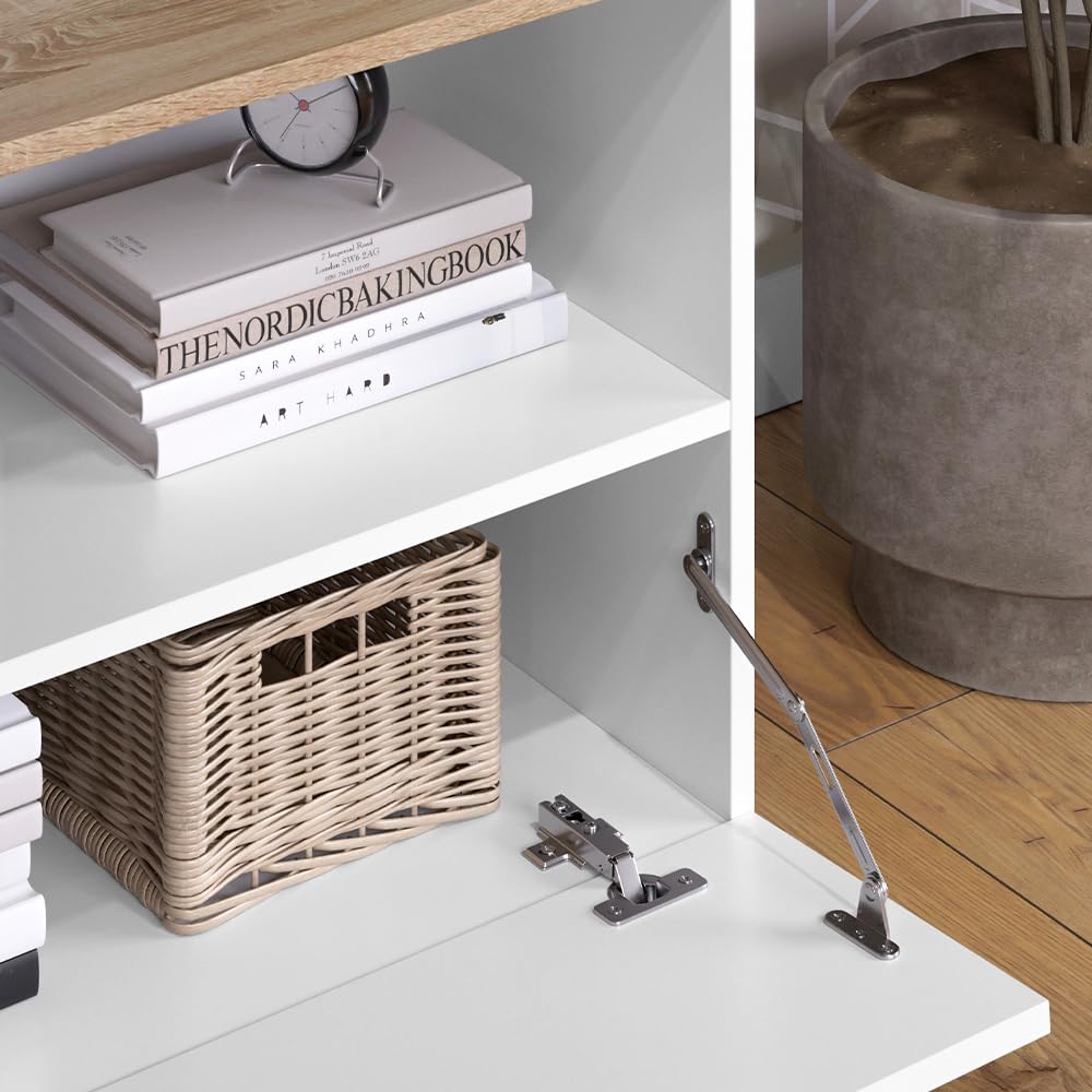 Vicco Credenza Wido, Bianco/Sonoma, 80 x 50 cm con 1 scomparto chiuso, adatto per la conservazione di oggetti domestici