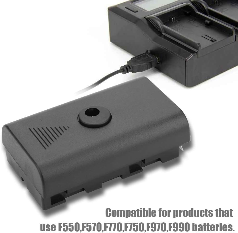 NPF Dummy Battery External Power Supply, Dummy Battery Coupler for NPF550 F570 F770 F750 F970 F990 with USB Cable to Power Video LED Light Camera Monitor