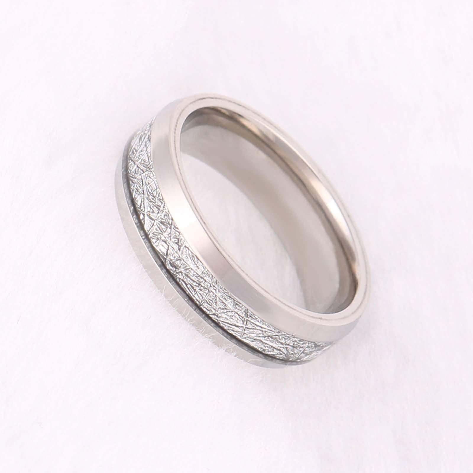 Anello Nuziale Uomo Fede Nuziale Anello di Fidanzamento Intarsio di Meteorite Anello Tungsteno Personalizzabile 6MM Anelli Tungsteno Argento Misura 12-31