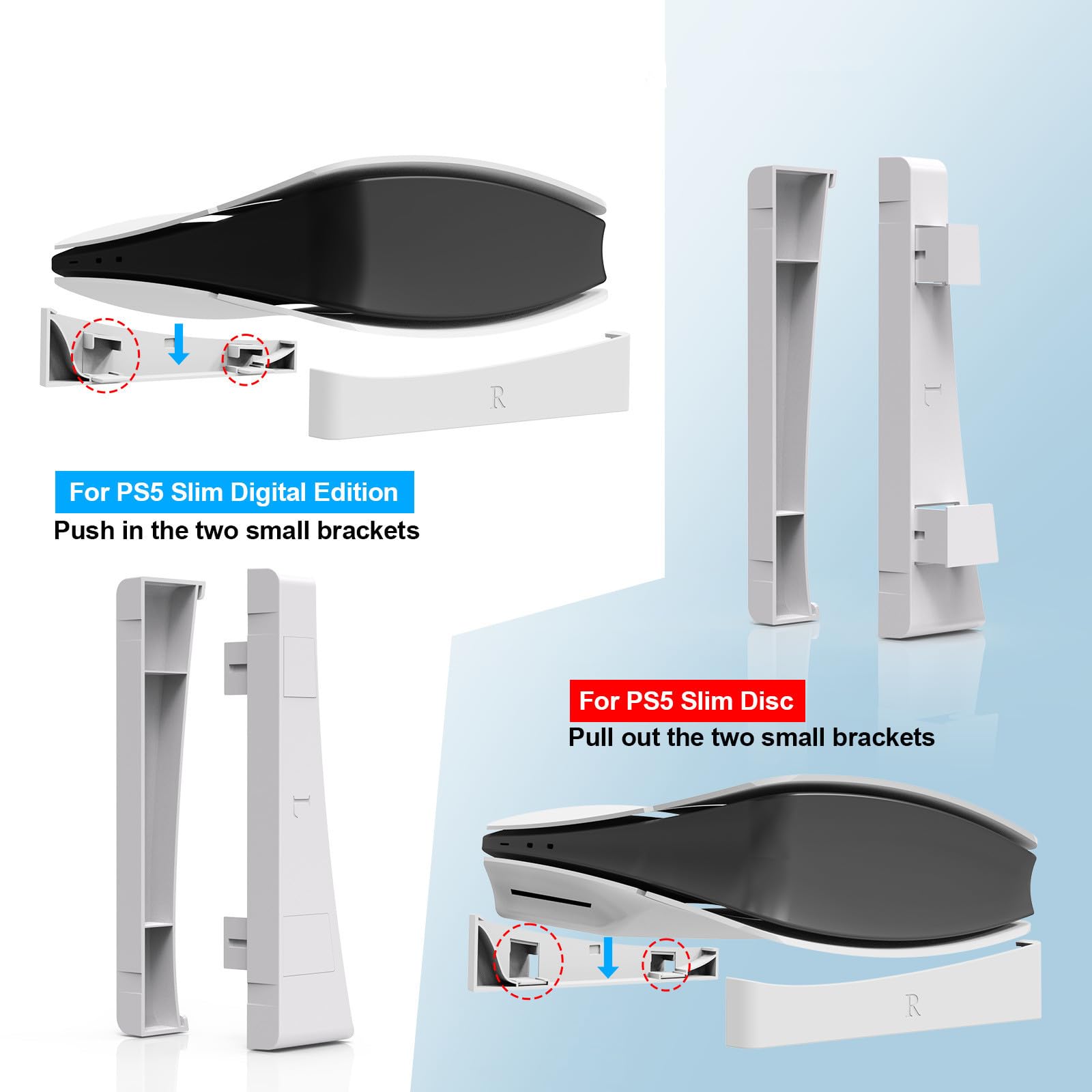 MOUDOAUER Accessori basamento per console digitale/ottica PS5 Slim, rack di stoccaggio orizzontale del supporto