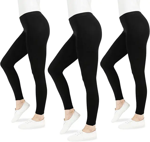 Lot de 3 Leggins Décontractés Femme - Noir - Coupe Ajustée Élastique
