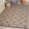 Outdoor Rugs - Reversible Mats, 5'x8' Plastic Straw Rug for Patio Clearance Waterproof, Indoor Outdoor Area Rug Carpet for Outside, RV, Deck, Picnic, Beach, Trailer, Camping(Black & Brown)