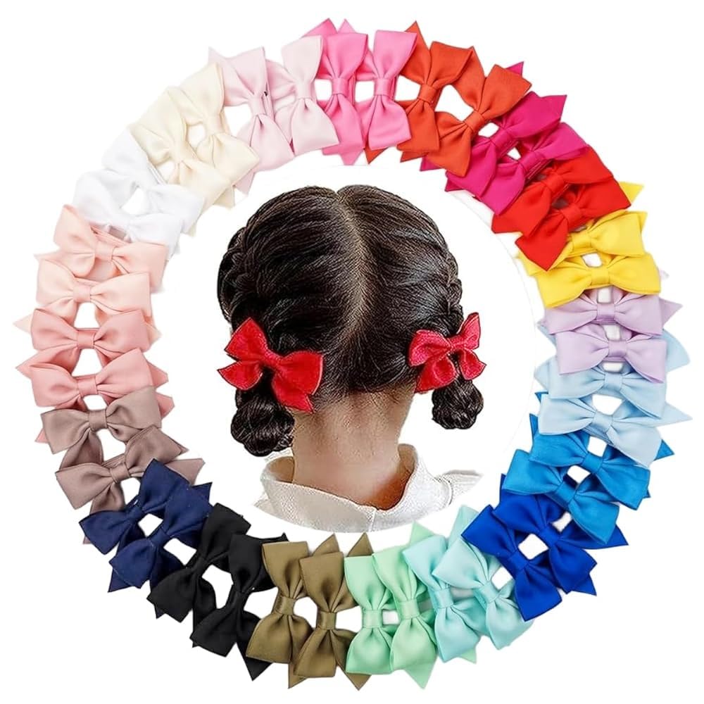 Yxiang 40 PCS Baby Hair Bows 3Inches Boutique Pinwheel Bow Clips Cute Toddler Hair Barette Fully Lined No Slip Alligator Clip for Baby Girl Toddler Teen (20 Colors)