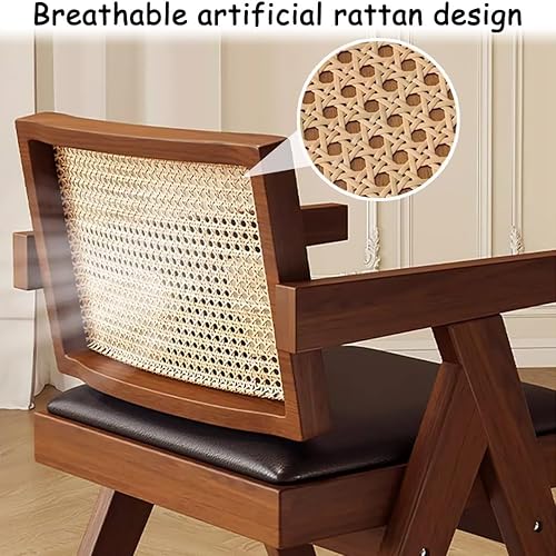 Miniatura 6 de YVYKFZD Juego de sillas de comedor de ratán, sillas de comedor de madera, sillas de cocina con respaldo tejido, sillón tapizado, silla auxiliar