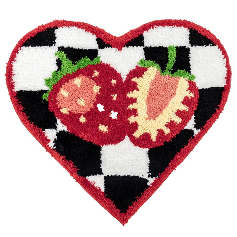 Tapis de bain fraise lavable motif fruits pour une descente de douche absorbante