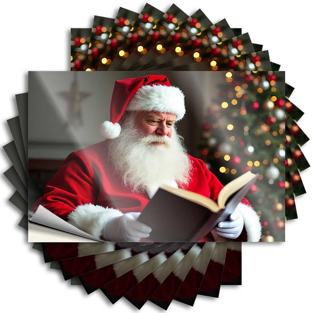 Santa Claus Reading By The Christmas Tree Home Gym Decor Funky - Tattoos Window Waterproof Decal(12X18CM)