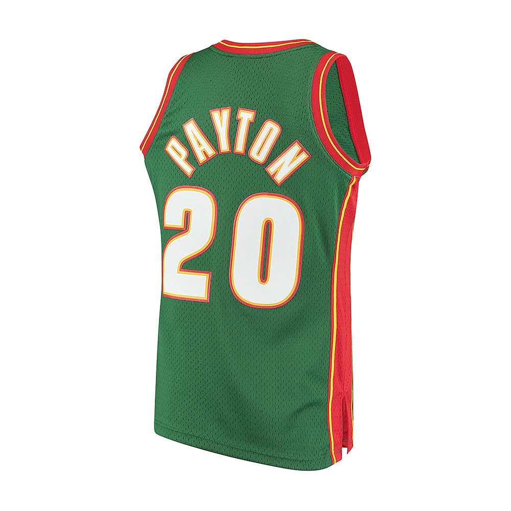 Mitchell & Ness - Maglia NBA Gary Payton Seattle Supersonics 1995-96 Hardwood Classic Swingman, colore: Verde, multicolore, M