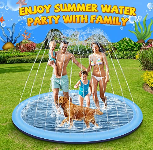 Tosekry Wasserspielzeug Outdoor Spiele, 170CM Wassersprinkler Splash Pad, Gartenspielzeug Sprinkler und Hundepool mit Antirutschfunktion (blau-170cm)