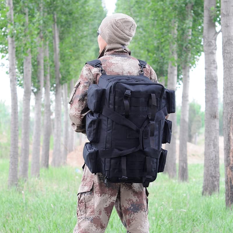 Military Duffel Bag for Men Travel Sports Gym Bag Backpack 50L Large Capacity Multi-Functional Assault Pack (Black) 5 Military Duffel Bag for Men Travel Sports Gym Bag Backpack 50L Large Capacity Multi-Functional Assault Pack (Black)