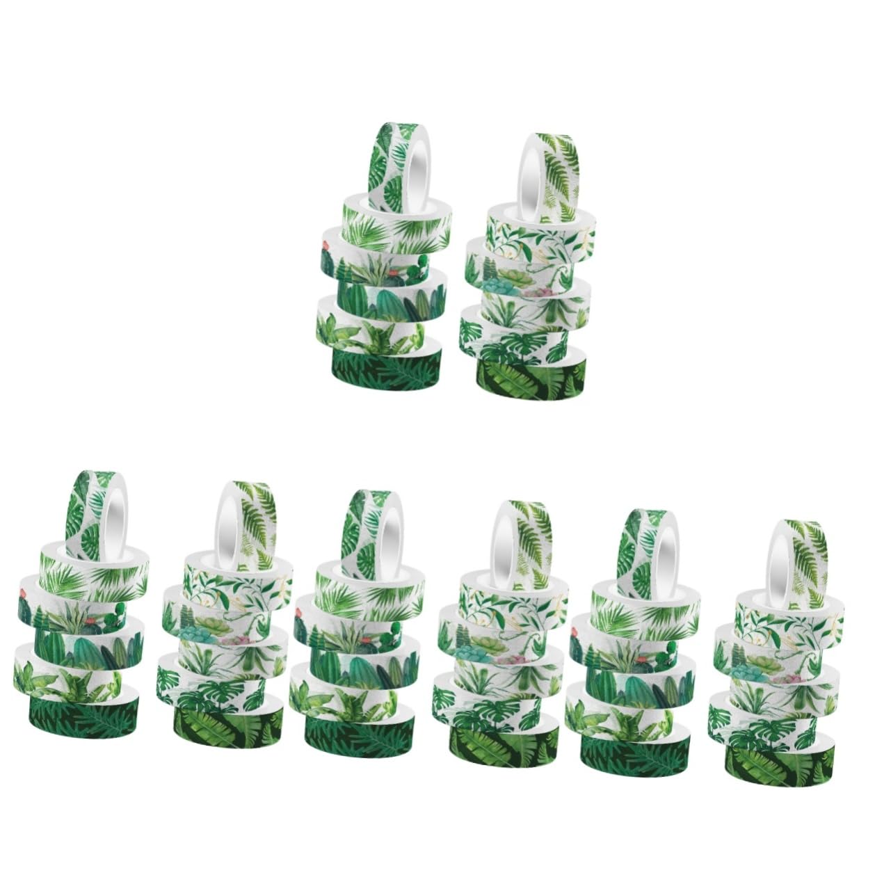 48rotoli Nastro Adesivo Decorativo Verde Washi Tape Per Scrapbooking e Fai Da Te Design Foglie Estive Materiale Sicuro e Rimovibile Per Diario e Decorazioni