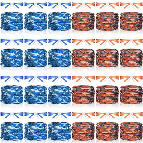 Xtinmee 48 Pcs Gun Party Supplies for Boy and Girls Includes Safety Glasses and Face Mask for Children Birthday Party Favors Teams Accessories(Blue Red)