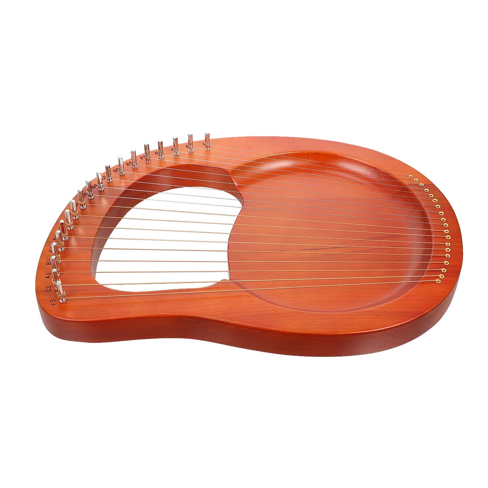 PRETYZOOM Arpa de Lira Portátil 19 Cuerdas de Metal, Sonido Melodioso y Relajante, Instrumento Musical de Madera Marrón para Niños, Incluye Cuerdas Extra y Dos Púas