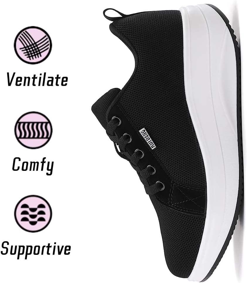 Oude Womens Walking Sneakers Comfy | Platform Shoes for Women Fashion | Stylish Standing All Day Rocker Bottom - Image 4