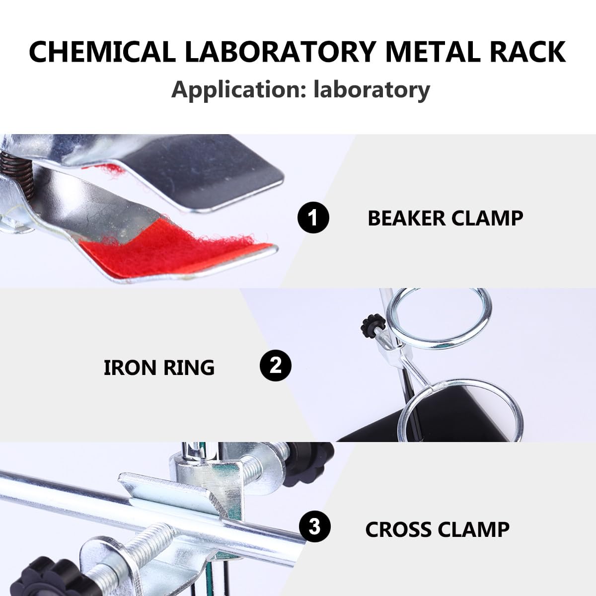 Homoyoyo Kit Chimico Supporto in Ferro e Morsetto da Laboratorio, Base Imbottita Antiscivolo per Esperimenti di Filtrazione e Riscaldamento, Attrezzature Metalliche Stabili per Uso