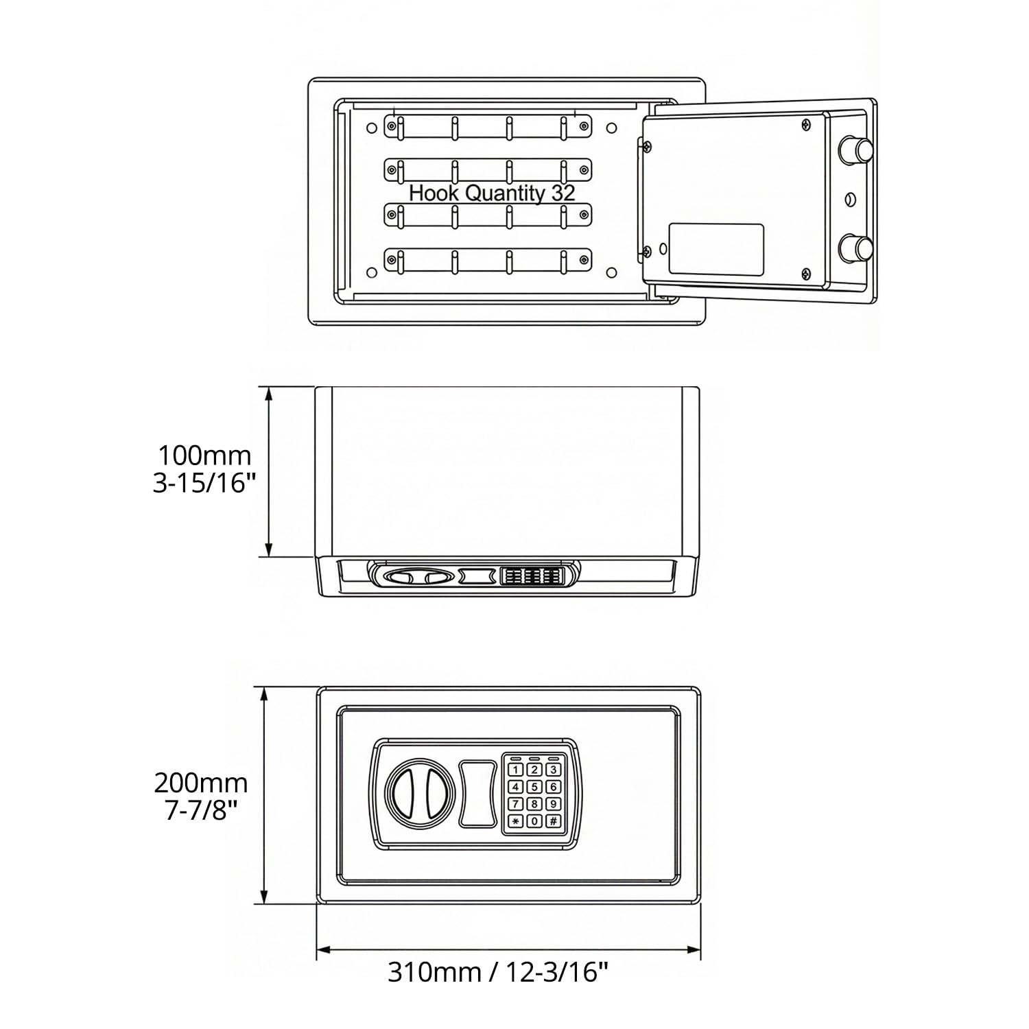 QWORK® Caja fuerte para 32 llaves, 31 x 20 x 10 cm - Cerradura electrónica, Construcción de chapa de acero